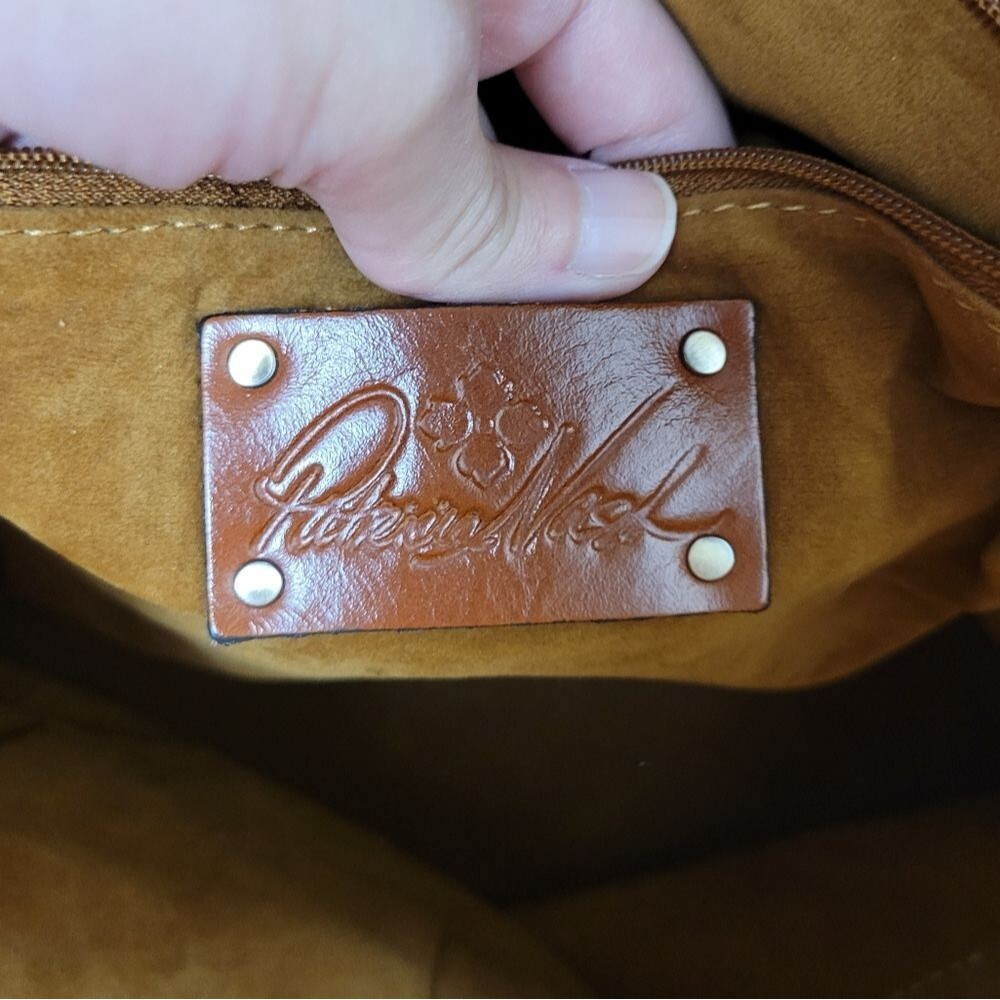 Patricia Nash Chocolate Brown Melrose Drawstring Floret Key Fob Large Bag - Picture 9 of 12